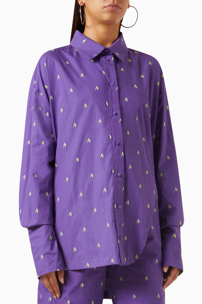 

Diana Logo-print Oversized Shirt in Cotton-poplin, Purple