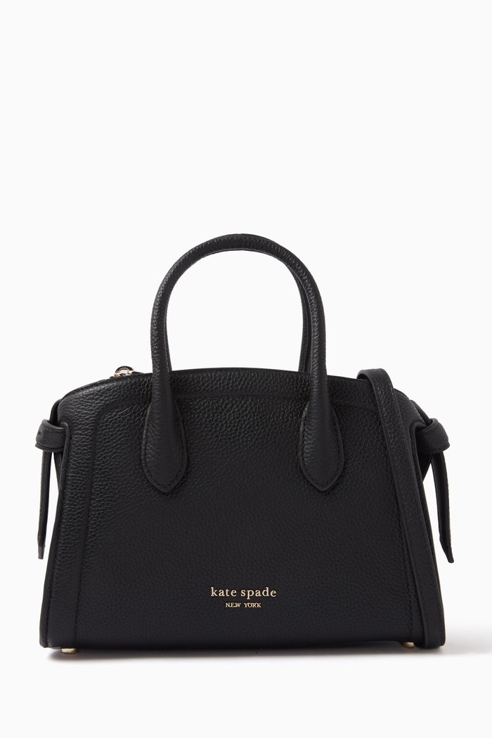 

Mini Knott Satchel Bag in Leather, Black