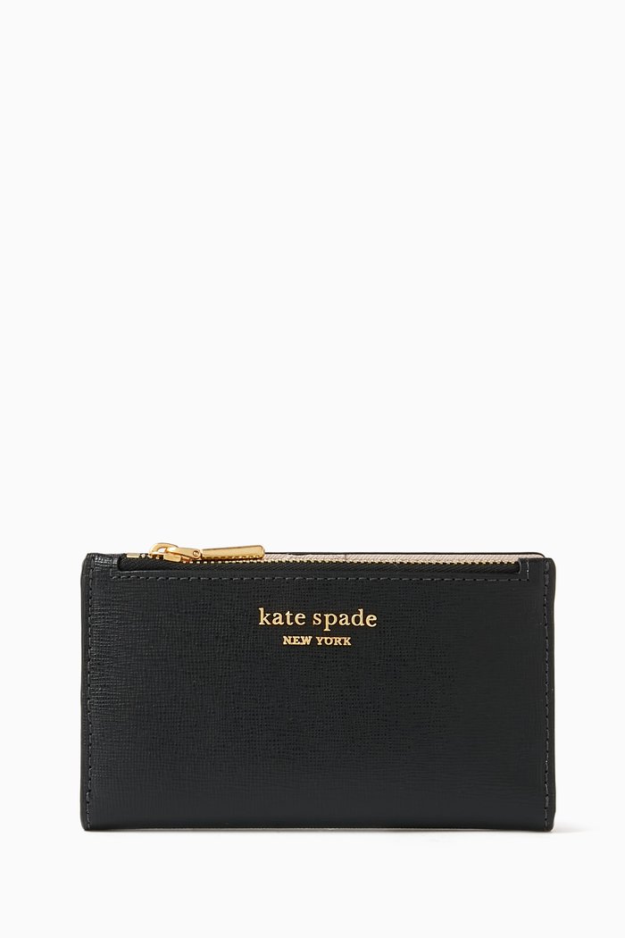 

Small Morgan Slim Bifold Wallet in Leather, Black