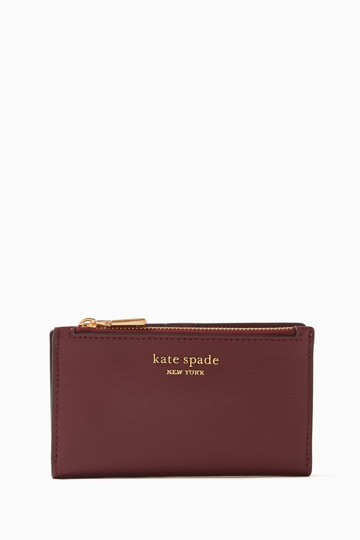 

Small Morgan Slim Bifold Wallet in Leather, Burgundy