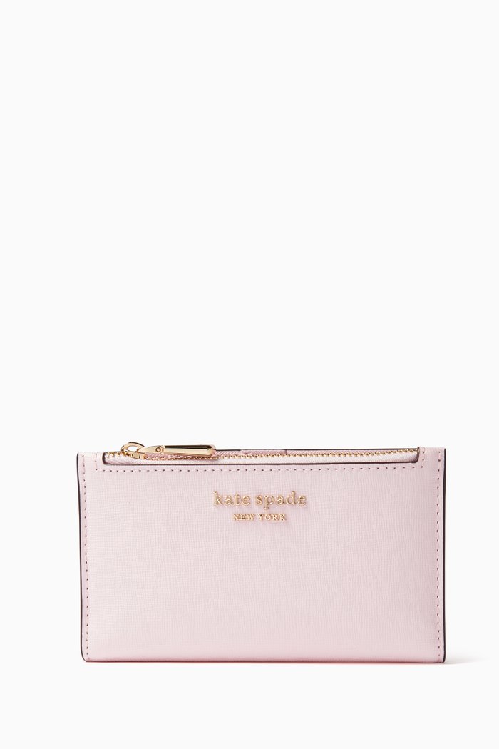 

Small Morgan Slim Bi-fold Wallet in Leather, Pink