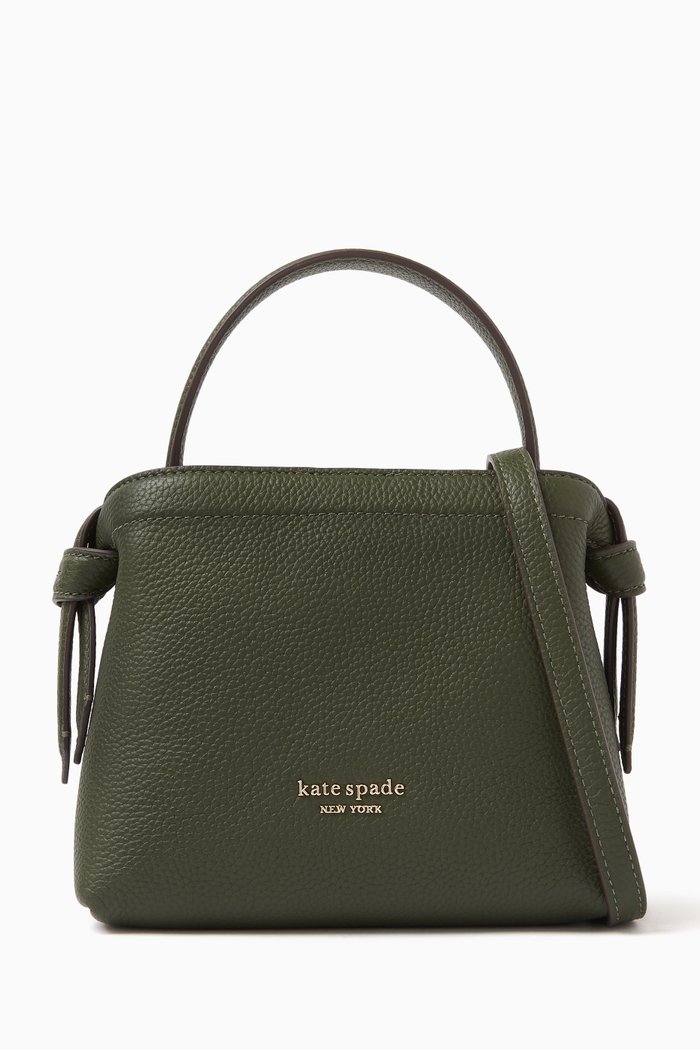 

Mini Knott Crossbody Bag in Leather, Green