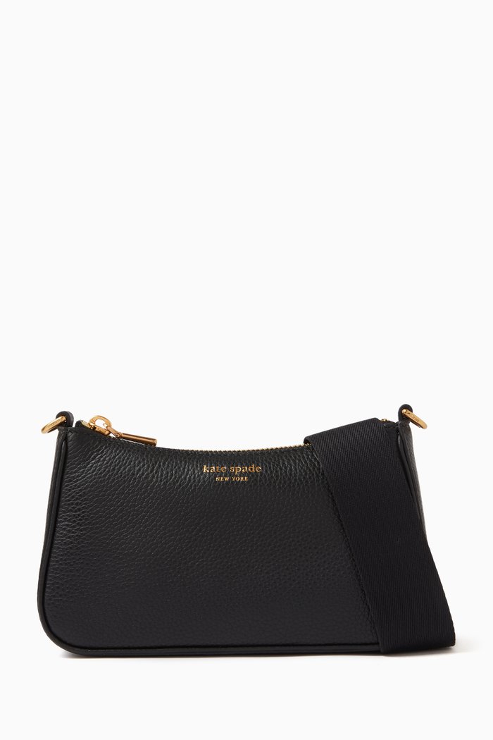 

Double-up Crossbody Bag in Leather, Black