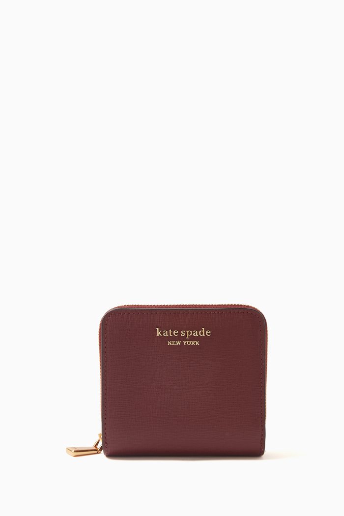 

Small Morgan Compact Wallet in Leather, Burgundy