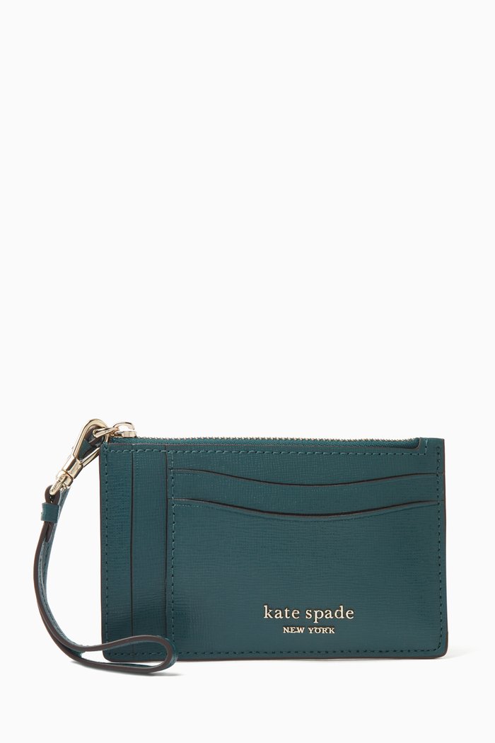 

Morgan Card Case Wristlet in Leather, Green