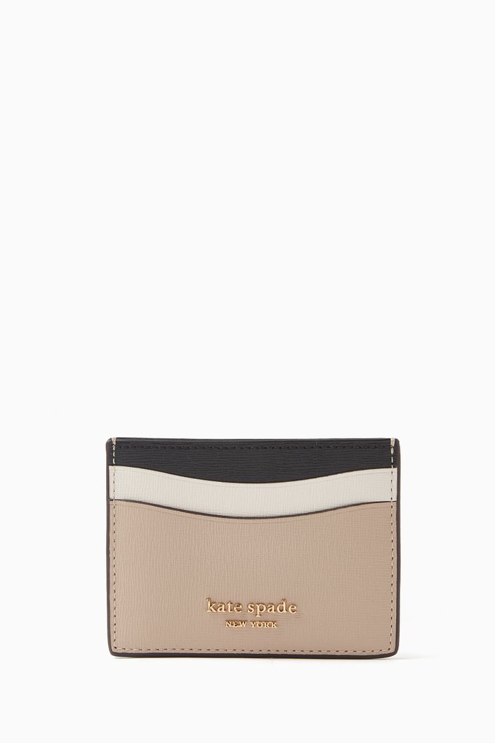 Morgan Cardholder in Colourblocked Leather, Neutral