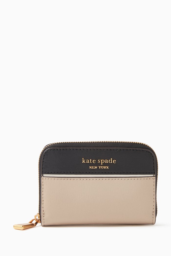 

Morgan Zip Card Case in Colourblocked Leather, Neutral