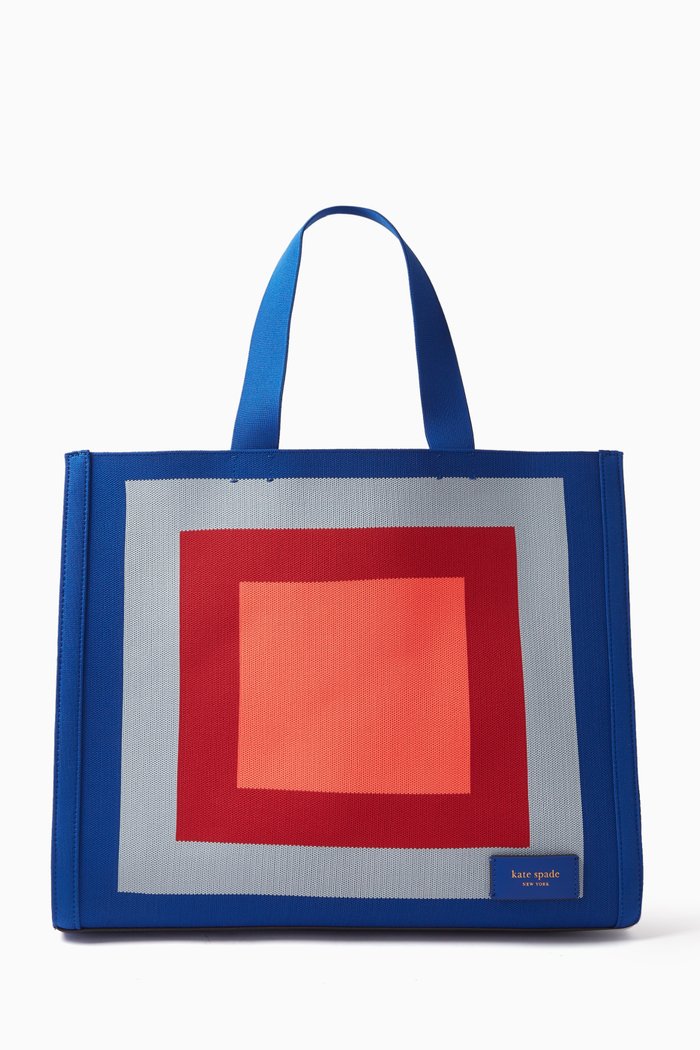 

Large Manhattan Tote Bag in Jacquard, Blue