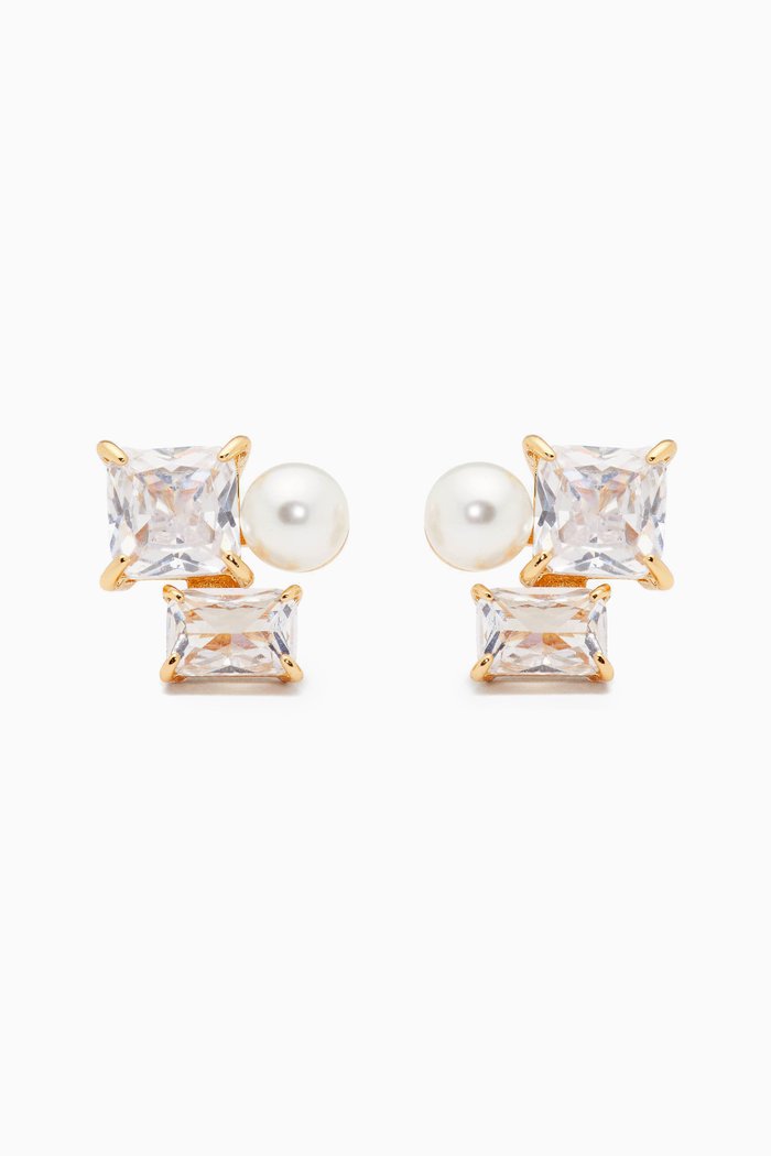 

Victoria Pearl & Crystal Studs, Gold