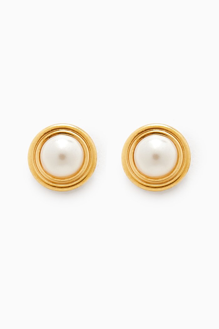

Small Pearl Studs, White