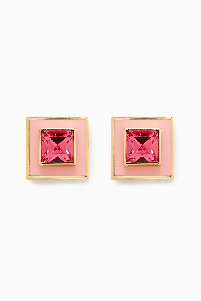 Mod Square Studs, Pink
