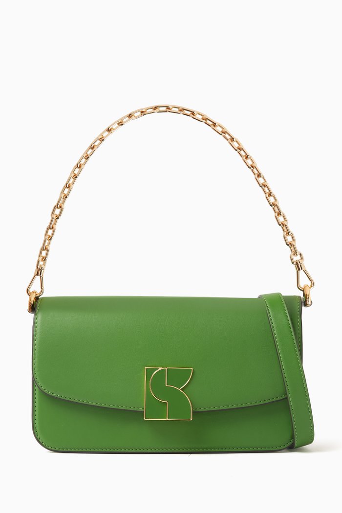 

Small Dakota Crossbody Bag in Leather, Green