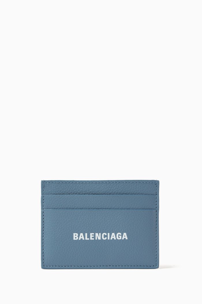 

Cash Card Holder in Grained Calfskin, Blue
