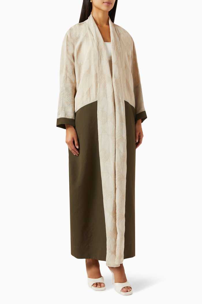 

Contrast Abaya in Tencel-linen Blend, Multicolour