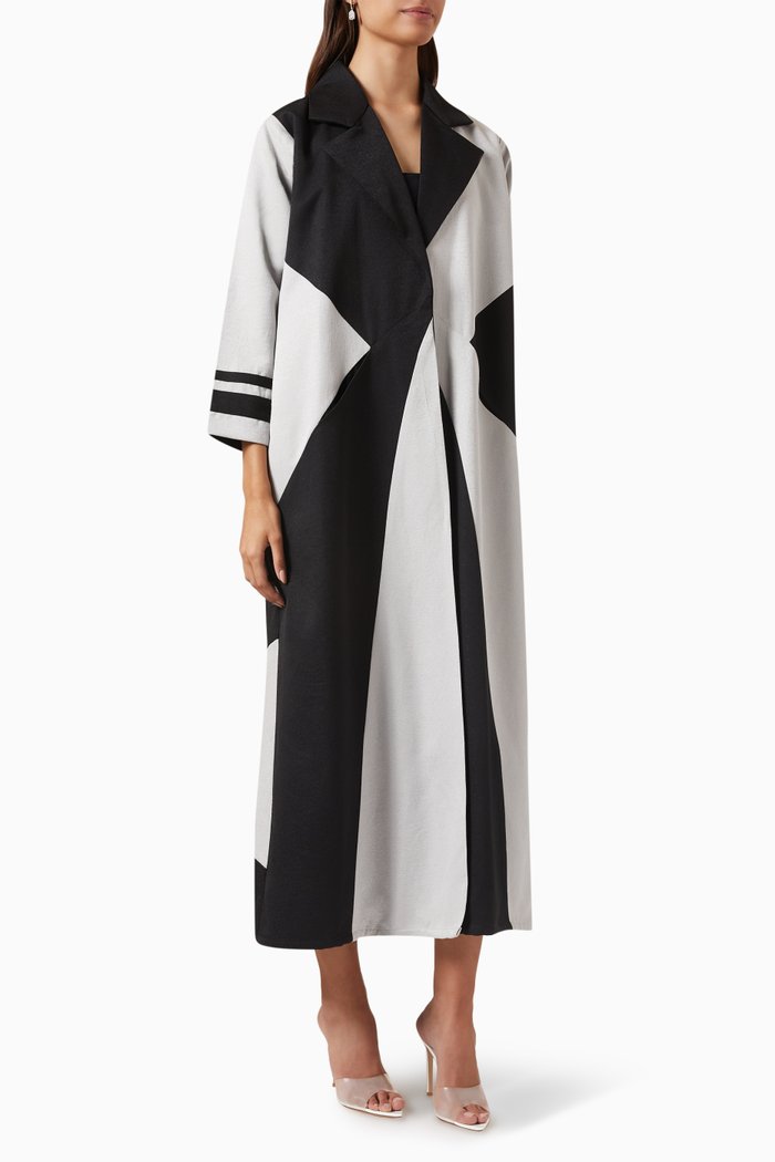 

Contrast Coat Abaya in Crepe, Grey