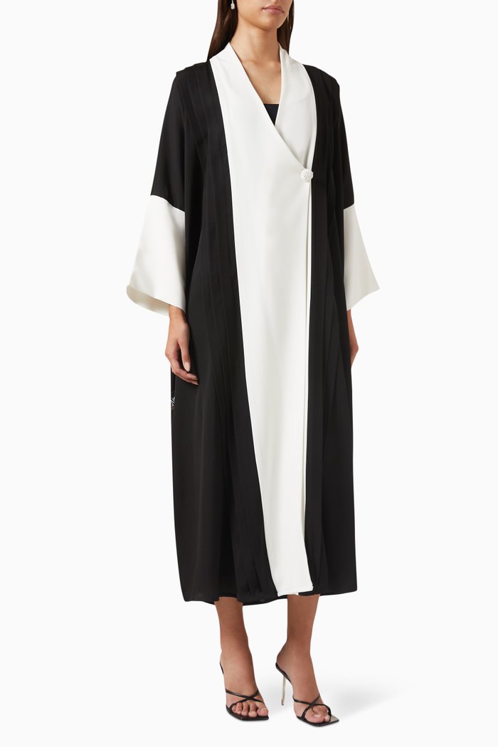 

Two-tone Coat Abaya, Black