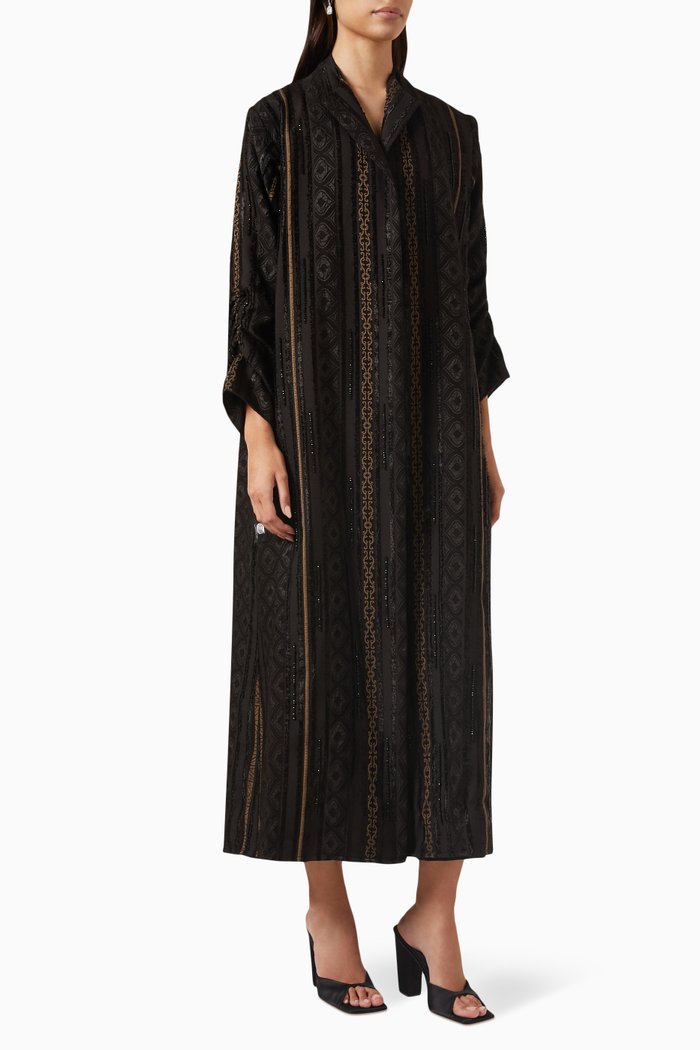 

Embellished Abaya in Jacquard-crepe, Black