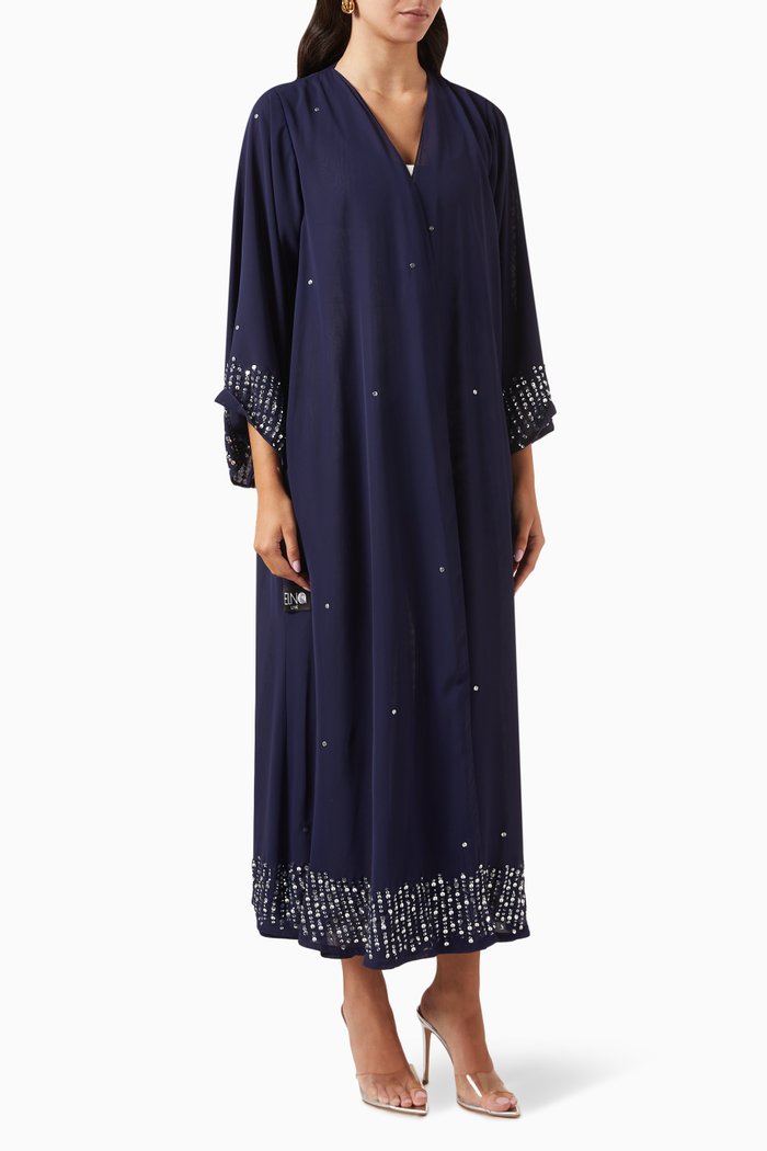 

Sequin-embellished Abaya in Chiffon, Blue