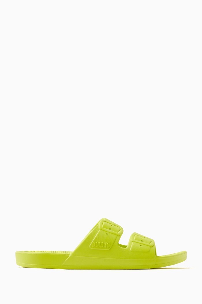 Alice Slide Sandals in Rubber, Yellow