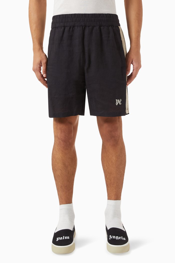 

Monogram Track Shorts in Linen, Black