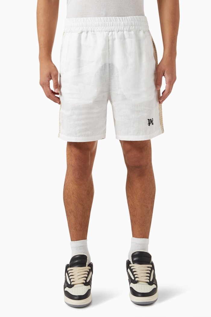 

Monogram Track Shorts in Linen, White