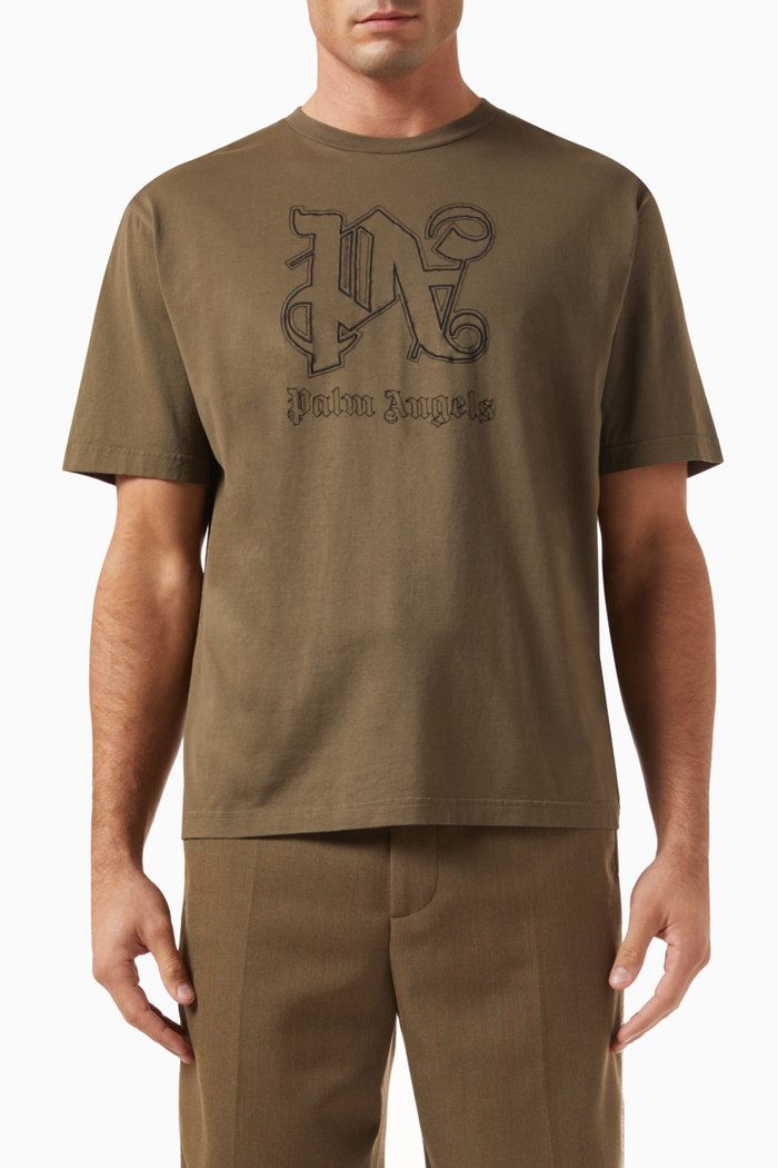 

PA Monogram Statement T-shirt in Cotton, Brown