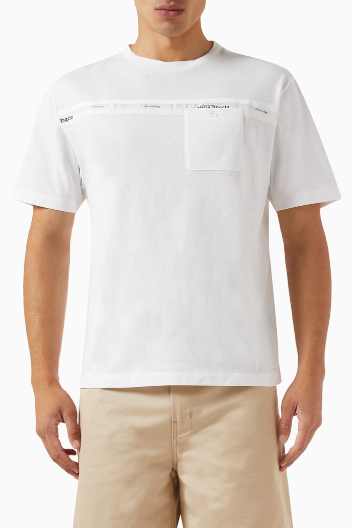 Logo-tape Pocket T-shirt in Cotton-jersey, White
