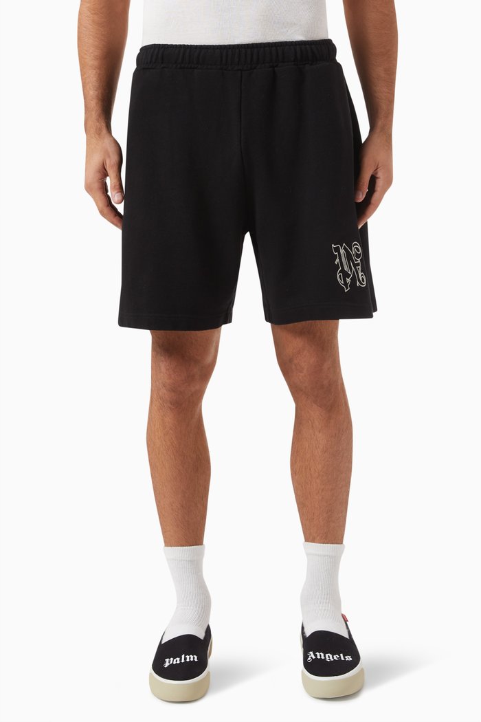 

PA Monogram Statement Shorts in Cotton, Black
