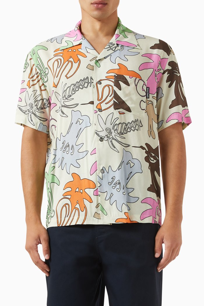 

Palmity Printed Bowling Shirt in Viscose, Neutral