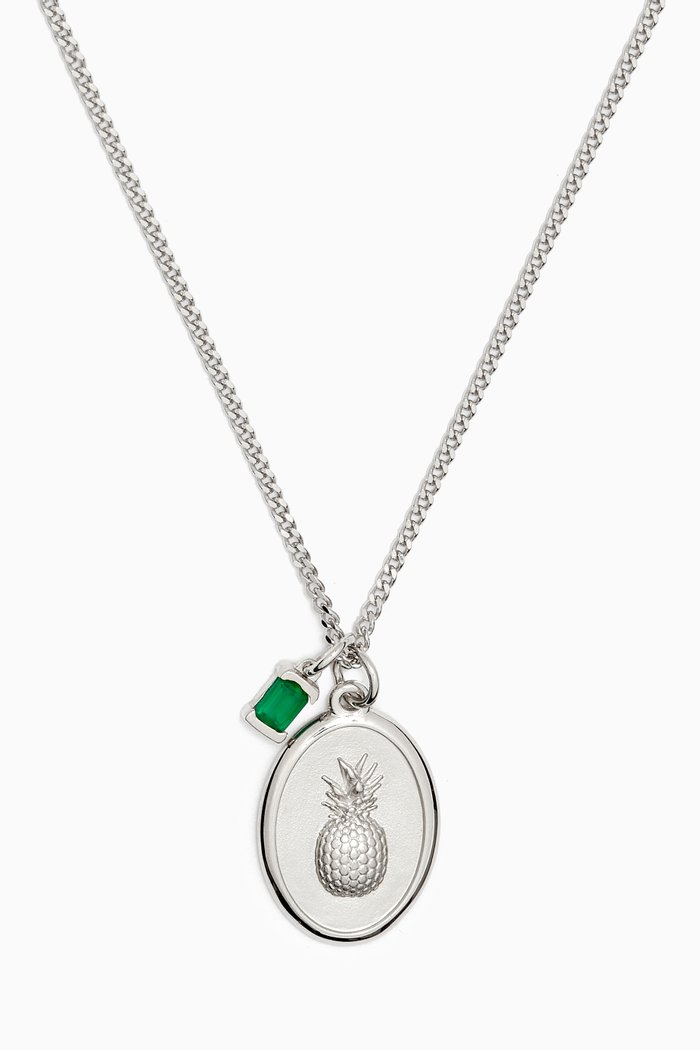 

Pina Agate Necklace in Sterling Silver, Green