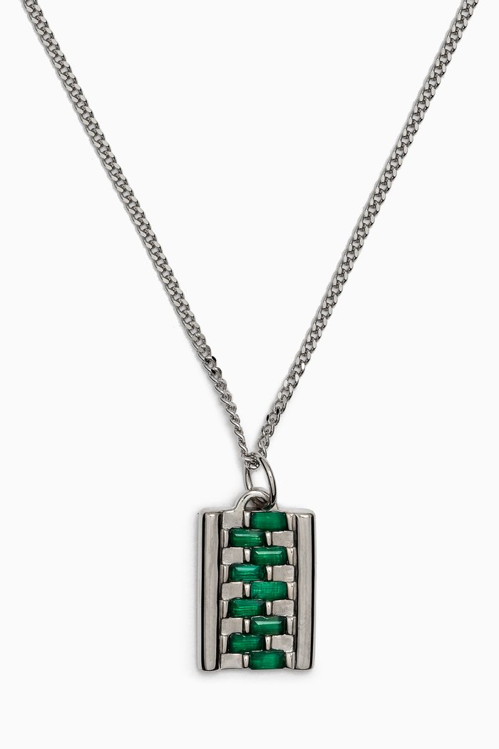 

Delano Agate Necklace in Sterling Silver, Green