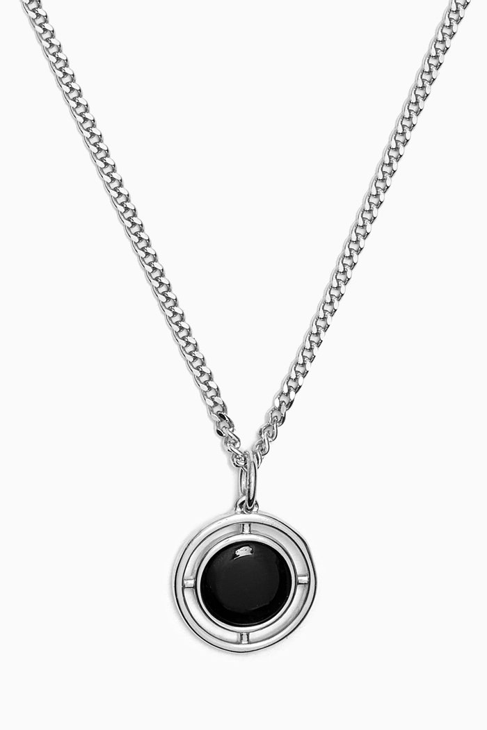 

Compass Onyx Necklace in Sterling Silver, Black