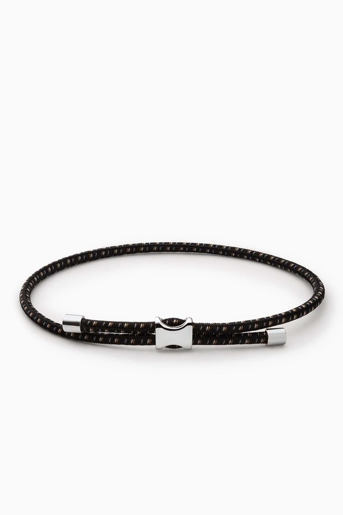 

Orson Pull Bungee Rope Bracelet in Sterling Silver & Nylon, Black
