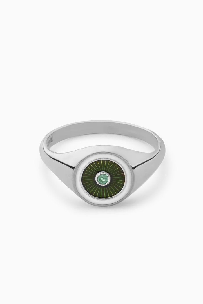 

Opus Chalcedony Signet Ring in Sterling Silver, Green