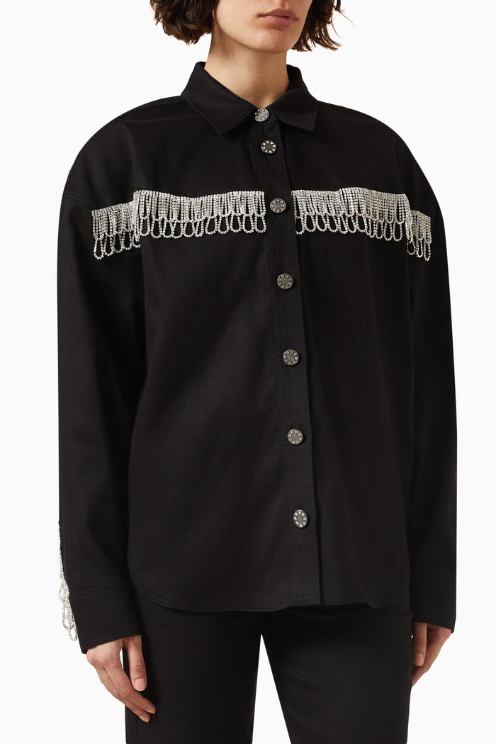 

Anni Crystal Oversized Shirt in Organic Cotton-twill, Black