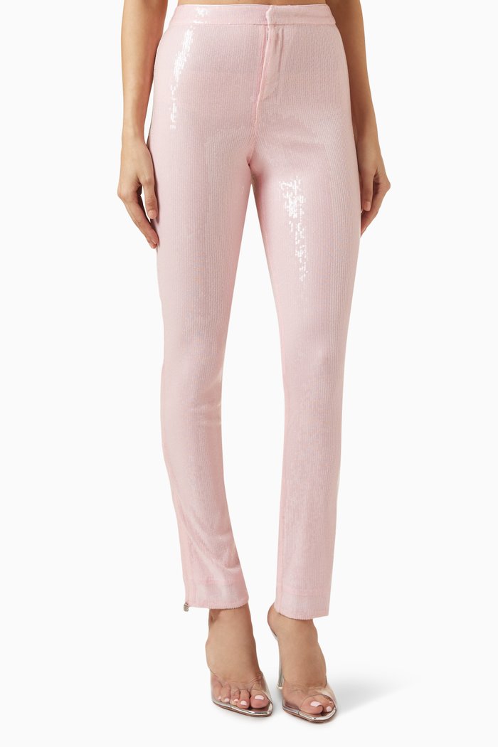 

Amalini Mid-rise Sequinned Pants, Pink