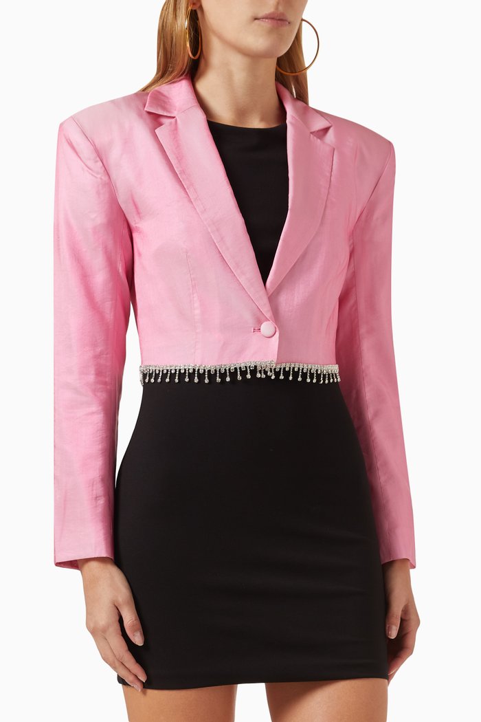

Fiola Crystal-embellished Cropped Blazer, Pink