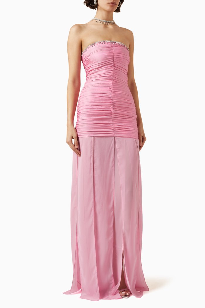 

Tidde Crystal-embellished Ruched Maxi Dress, Pink