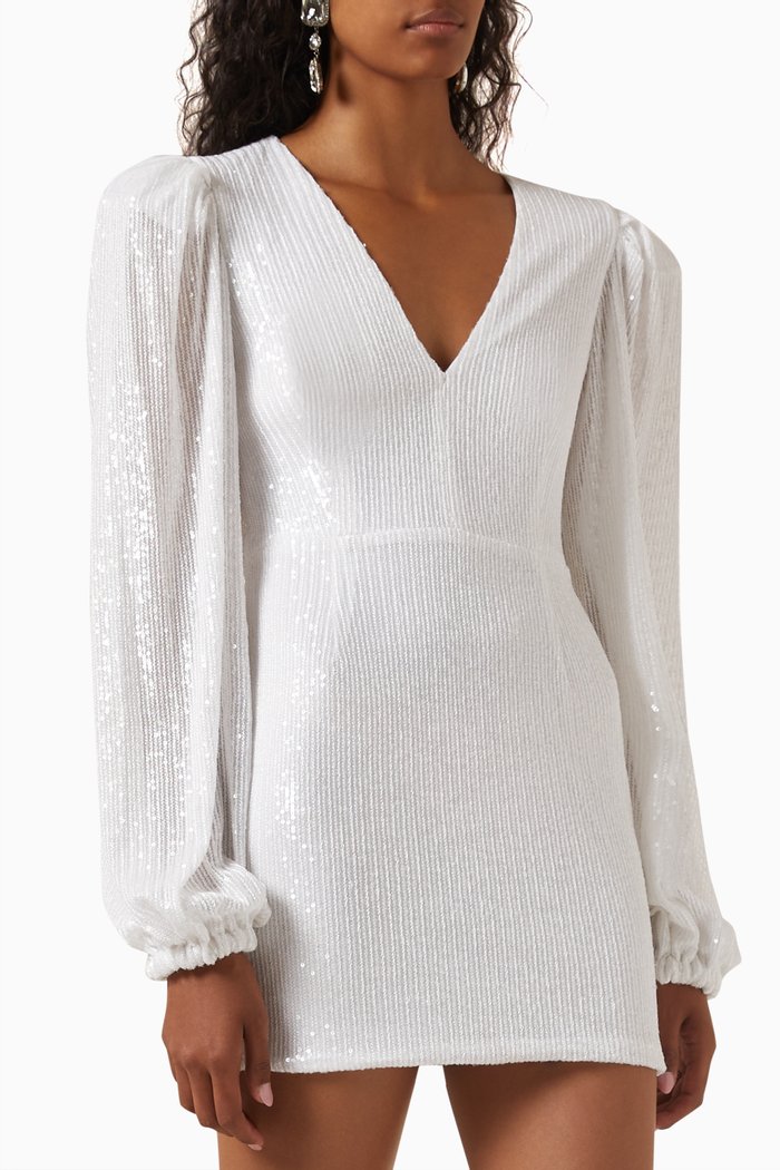 

Valenia Sequin-embellished Mini Dress, White