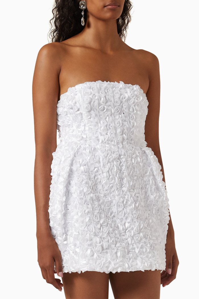 

Aisa 3D Floral Mini Dress, White