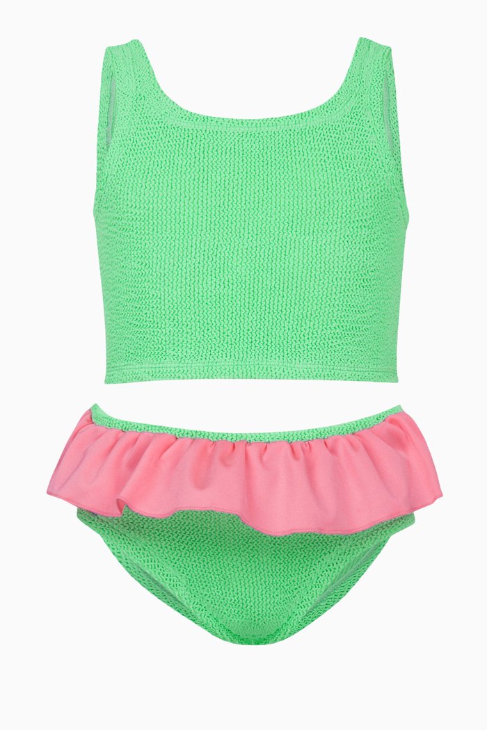 

Kids Duo Olive Bikini Set in Nylon, Green