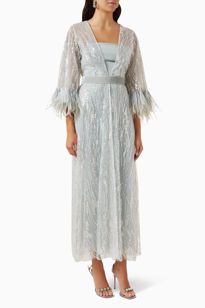

Arya Embellished Two-piece Kaftan Dress, Grey