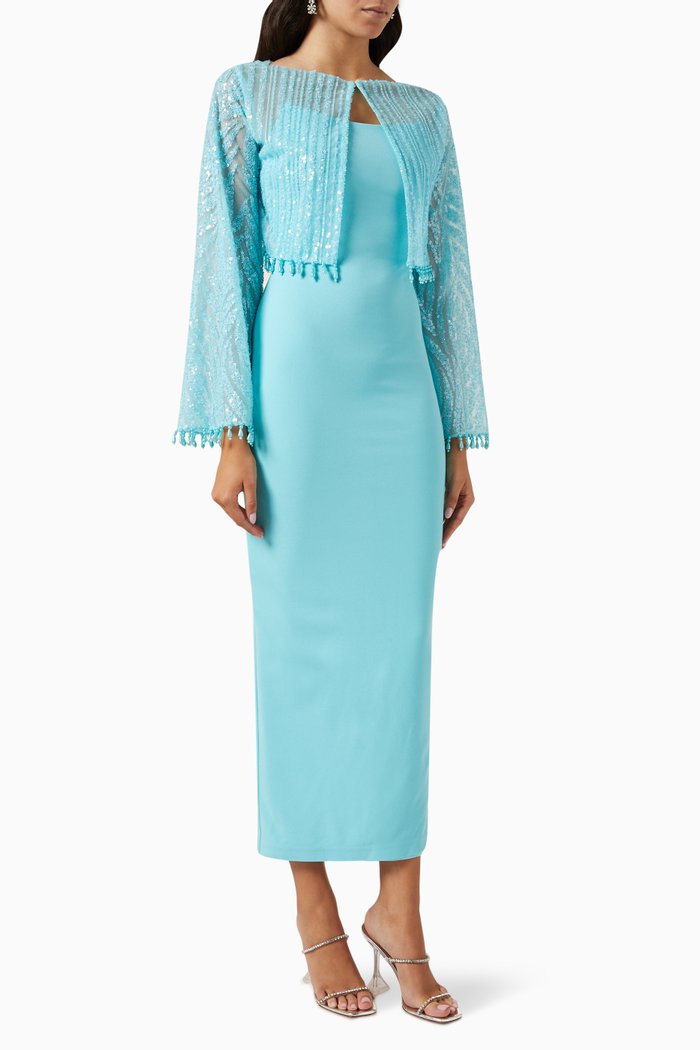 Mela Embellished Two-piece Maxi Dress, Blue