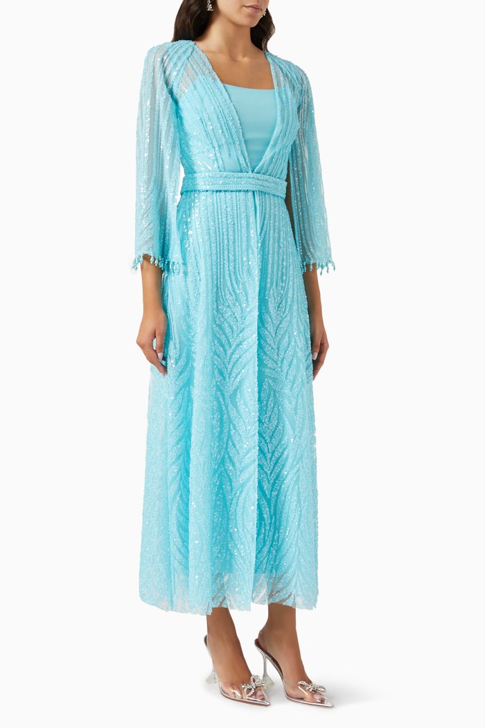 

Rena Embellished Two-piece Kaftan Dress, Blue