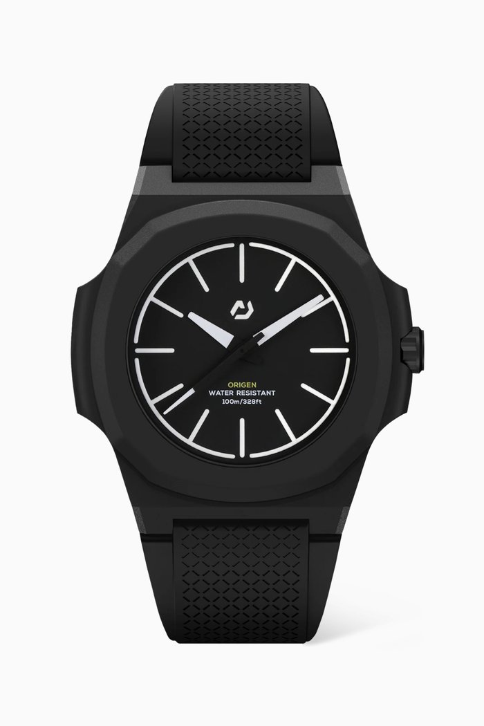 

Origen Dawn Miyota Rubber Watch, 40.5mm, Black
