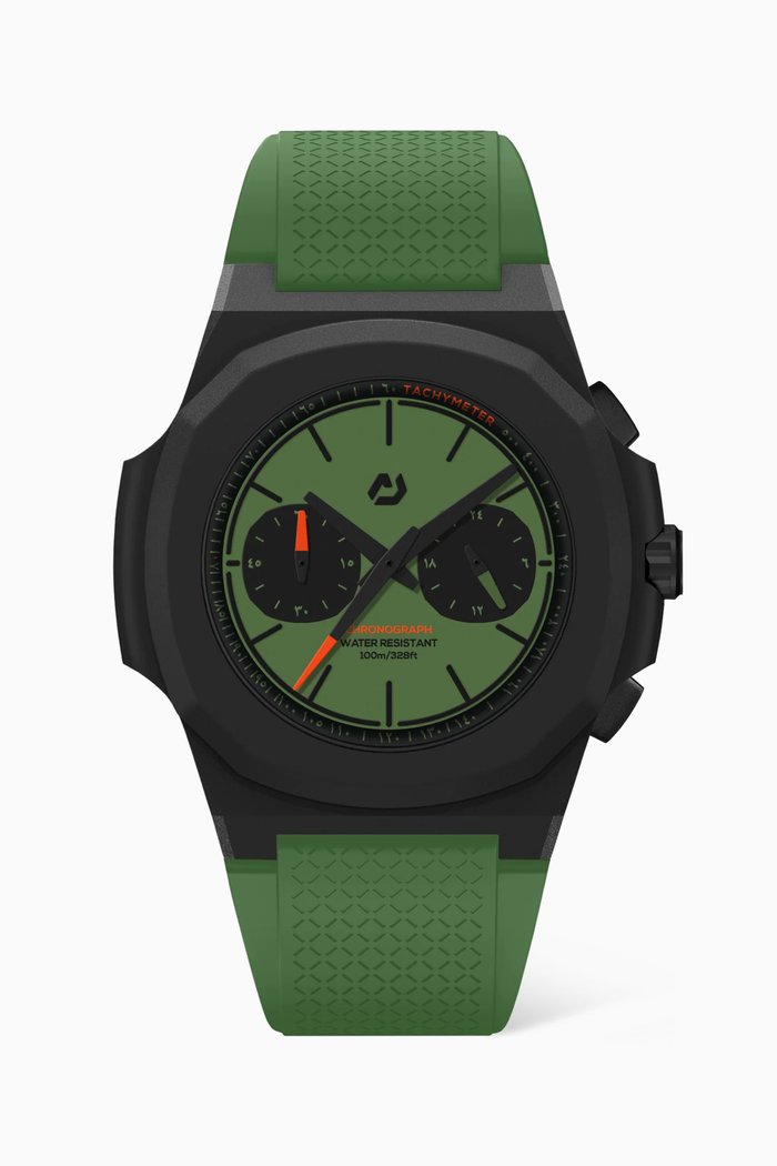 

Chrono Nato Miyota Rubber Watch, 40.5mm, Green