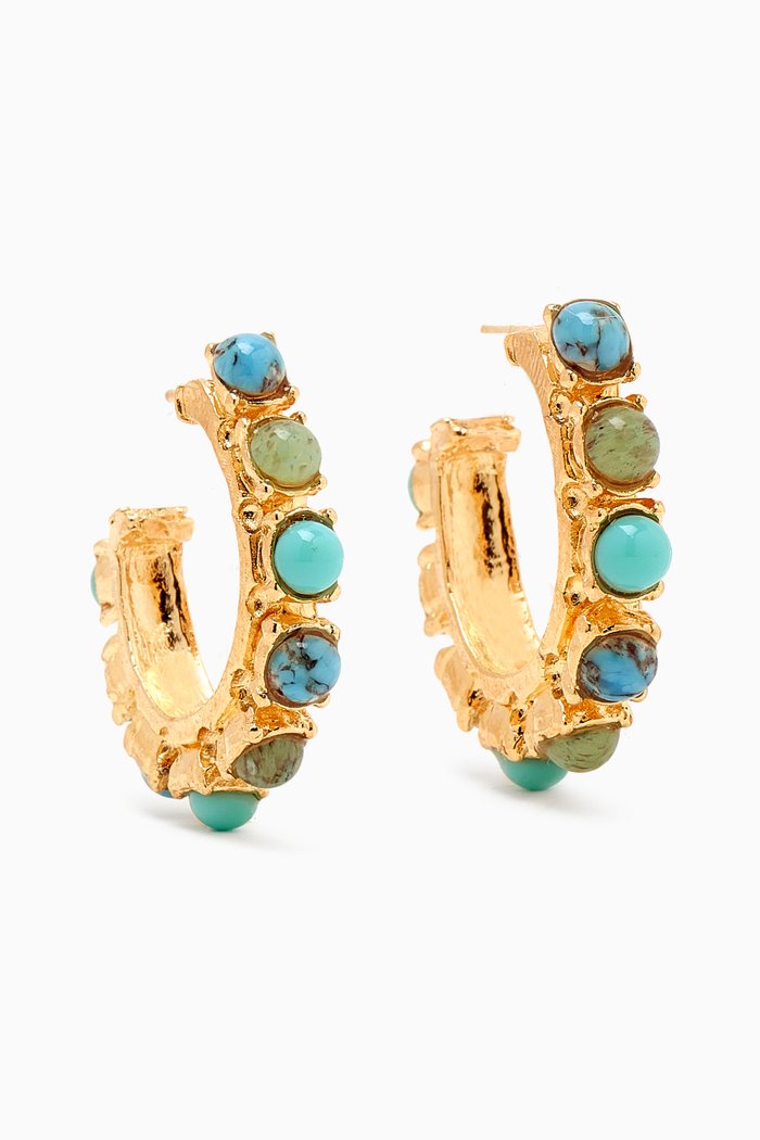 

Parelie Hoop Earrings in 24kt Gold-plated Metal, Blue