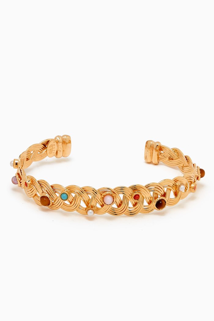 

Cesaria Cabochons Bangle Bracelet in Gold-plated Metal, Multicolour