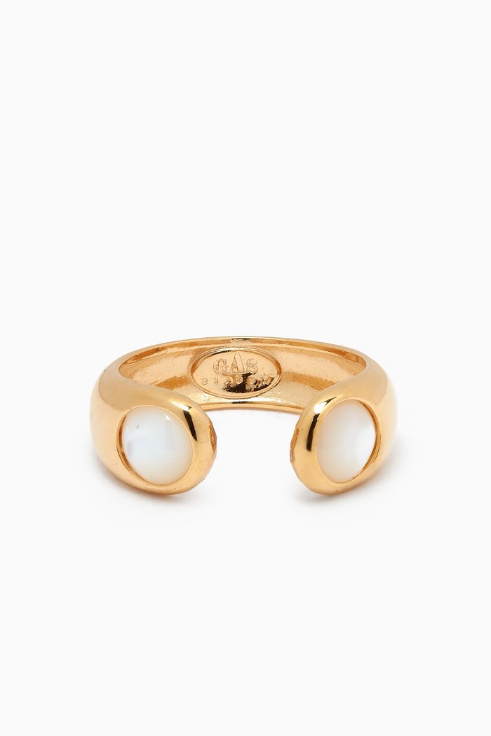 

Saint Germain Mother of Pearl Ring in 24kt Gold-plated Metal, White