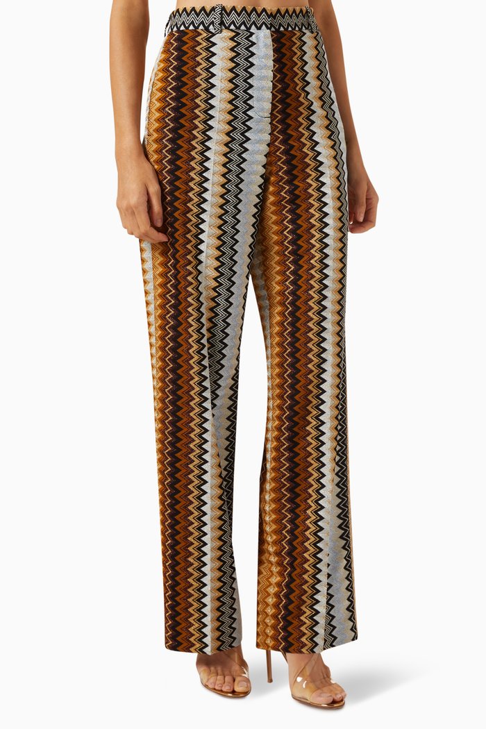 

Geometric-print Wide-leg Pants in Rayon, Brown